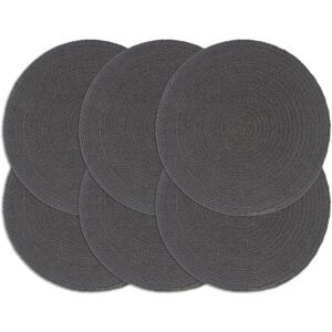 Berkfield Home - Royalton Placemats 6 pcs Plain Dark Grey 38 cm Round Cotton