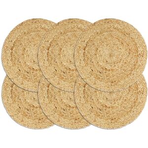 Berkfield Home - Royalton Placemats 6 pcs Plain Natural 38 cm Round Jute