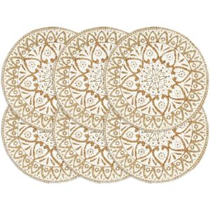 Berkfield Home - Royalton Placemats 6 pcs White 38 cm Round Jute