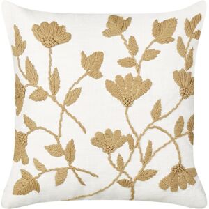 Beliani - Scatter Cushion Pillow Decorative Handmade Floral Embroidery 45 x 45 cm White and Beige Ludisia - White