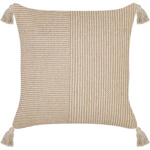 BELIANI Scatter Cushion Removable Cover Textured Pattern 45 x 45 Beige Aralia - Beige