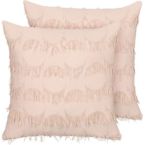 Beliani - Scatter Cushion Throw Pillow Home Decor Boho Tassels 45 x 45 cm Pink Agastache - Pink