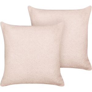 Beliani - Set of 2 Boucle Scatter Cushions with Filling Removable Cover Decorative 45 x 45 cm Pink Leuzea - Pink