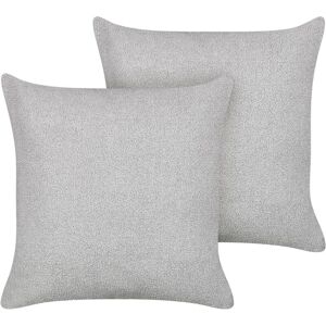 Beliani - Set of 2 Boucle Scatter Cushions with Filling Removable Cover Decorative 60 x 60 cm Grey Leuzea - Grey