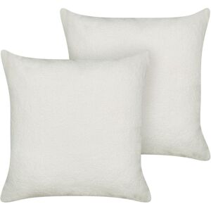 Beliani - Set of 2 Boucle Scatter Cushions with Filling Removable Cover Decorative 60 x 60 cm White Leuzea - White