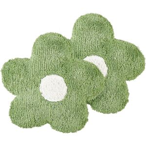 Beliani - Set of 2 Cotton Kids Scatter Cushions Flower Shape Throw Pillows Solid Pattern Green Sorrel - Green