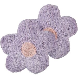 Beliani - Set of 2 Cotton Kids Scatter Cushions Flower Shape Throw Pillows Solid Pattern Violet Sorrel - Violet