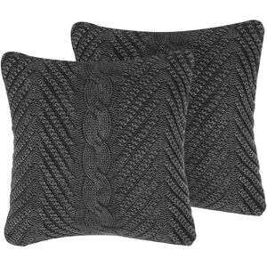 Beliani - Set of 2 Scatter Toss Throw Pillows Crochet Knitted Cover 45 x 45 cm Grey Konni - Grey