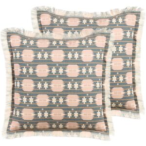 Beliani - Set of 2 Decorative Scatter Cushions Pillows Modern Geometric Modern Print Pattern 60 x 60 cm Multicolour Dianthus - Multicolour
