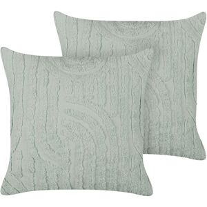 BELIANI Set of 2 Decorative Throw Cushions 45 x 45 cm Cotton Abstract Pattern Polyester Filling Mint Green Tellima - Green