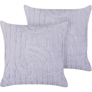 Beliani - Set of 2 Decorative Throw Cushions 45 x 45 cm Cotton Abstract Pattern Polyester Filling Violet Tellima - Violet