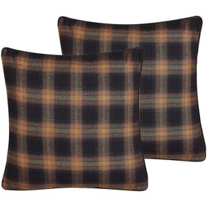 Beliani - Set of 2 Decorative Throw Cushions Chequered Pattern 45x45 cm Multicolour Acorus - Black