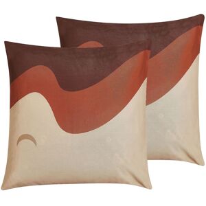 Beliani - Set of 2 Decorative Throw Cushions Wave Pattern 45x45cm Multicolour Festuca - Multicolour