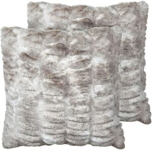 Beliani - Set of 2 Faux Fur Throw Pillows Furry Cushions Soft Fluffy Grey 45 x 45 cm Macodes - Grey