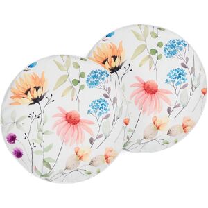 Beliani - Set of 2 Garden Cushions Outdoor Scatter Pillow ⌀ 40 cm Polyester Floral Pattern Round Multicolour Monesi - Multicolour