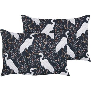 Beliani - Set of 2 Garden Cushions Outdoor Scatter Pillow 40 x 60 cm Polyester Bird Motif Rectangular Black Pianazzo - Black