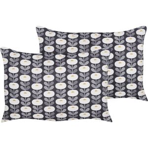 Beliani - Set of 2 Garden Cushions Outdoor Scatter Pillow 40 x 60 cm Polyester Geometric Pattern Rectangular Grey Valsorda - Grey