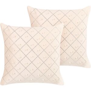 Beliani - Set of 2 Glam Velvet Throw Pillows with Decorative Elements 45 x 45 cm Beige Yarrow - Beige