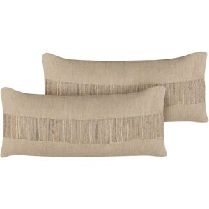 Beliani - Set of 2 Jute Scatter Cushions with Filling Removable Cover 30 x 70 cm Beige Luina - Beige