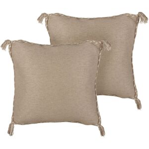 Beliani - Set of 2 Jute Scatter Cushions with Filling Removable Cover Decorative Tassels Plain 45 x 45 cm Beige Erigeron - Beige