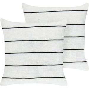 Beliani - Set of 2 Linen Cotton Scatter Cushions Striped Pattern 50 x 50 cm White nad Black Milas - Black-White