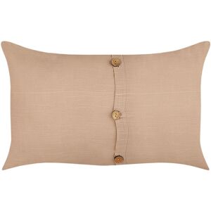 Beliani - Set of 2 Linen Cotton Scatter Cushions White Removable with Decorative Buttons 30 x 50 cm Beige Banori - Beige