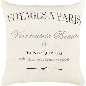 Beliani - Set of 2 Linen Cotton Scatter Cushions White Removable with Zipper Decorative Caption 50 x 50 cm Mindala - White