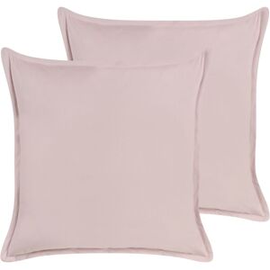 Beliani - Set of 2 Modern Minimalist Velvet Scatter Cushions Throw Pillows Pink Accent Piece Decoration 60 x 60 cm Eustoma - Pink