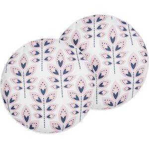 Beliani - Set of 2 Outdoor Garden Scatter Cushions Throw Pillows Cover Leaves Motif ⌀ 40 cm Polyester Beige Torretta - Beige