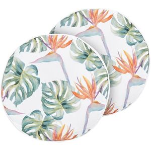 Beliani - Set of 2 Outdoor Garden Scatter Cushions Throw Pillows Cover Monstera Leaves Motif ⌀ 40 cm Polyester Multicolour Torrazzo - Multicolour