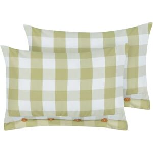 Beliani - Set of 2 Scatter Cushions Cotton Throw Pillow Checked Check Pattern 40 x 60 cm Green Tamnine - Green