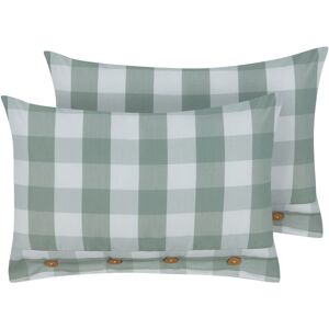 Beliani - Set of 2 Scatter Cushions Cotton Throw Pillow Checked Check Pattern 40 x 60 cm Mint Green Tamnine - Green