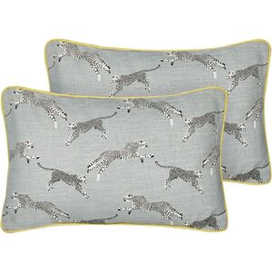 Beliani - Set of 2 Scatter Cushions Cotton Throw Pillow Cheetah Motif Pattern 30 x 50 cm Grey Arales - Grey