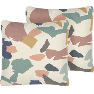 Beliani - Set of 2 Scatter Cushions Pillows Abstract 45 x 45 cm Multicolour Fothergilla - Multicolour