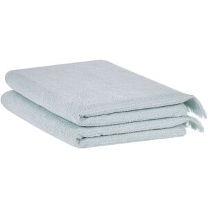 BELIANI Set of 2 Terry Cotton Polyester Bath Sheets Towels Soft Tassels Mint Atiu - Green