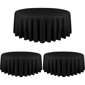 Héloise - Set of 3 Black Round Tablecloths Polyester Stain and Wrinkle Resistant - Washable - for Wedding, Party, Dining, Banquet - 90'