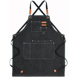 PESCE Split Apron with Adjustable Straps,Chef Apron-Cross Back Apron for Men Women ,Canvas Black