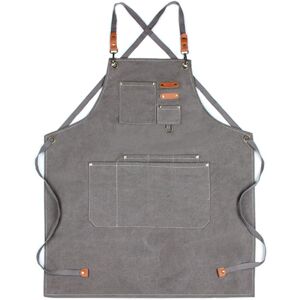 PESCE Split Apron with Adjustable Straps,Chef Apron-Cross Back Apron for Men Women ,Canvas Gray