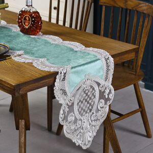 Groofoo - Table Runner Lace Floral Velvet Tablecloth Elegant Chic Washable Table Mat Table Cover Decor for Dining Room Wedding Party Banquet