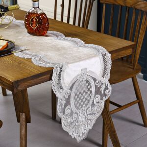 GROOFOO Table Runner Lace Floral Velvet Tablecloth Elegant Chic Washable Table Mat Table Cover Decor for Dining Room Wedding Party Banquet Halloween