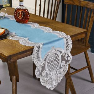 Groofoo - Table Runner Lace Floral Velvet Tablecloth Elegant Chic Washable Table Mat Table Cover Decor for Dining Room Wedding Party Banquet