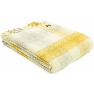 Tweedmill Textiles - Throw Blanket 100% Pure New Wool British Made Meadow Check 150x183cm Yellow - Yellow