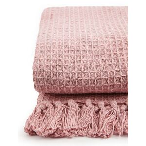 Emma Barclay - Throw Blanket Sofa Bed Throwover 100% Cotton Recycled Honeycomb Blush 50x60 - Blush