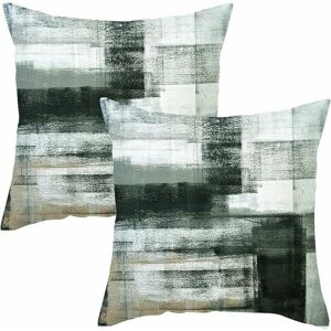 HOOPZI Throw Pillow Covers 4545cm (excluding pillow core) Set of 2 Grey Black Green and White Modern Abstract Art Decorative Cushion Cover Case for Couch