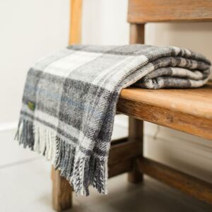 Tweedmill - Cottage Check Blanket/Throw Grey 150 x 183 cm 100% Pure New Wool Made in the uk - Grey