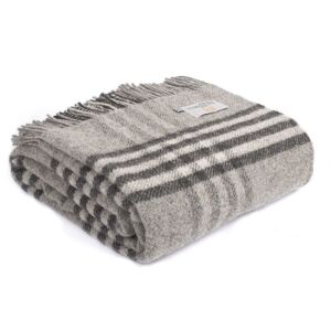 Tweedmill Textiles - Tweedmill Lifestyle Hex Check Blanket/ Throw - Charcoal - 150x183cm - 100% New Pure Wool, Made in uk - Grey