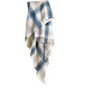 Tweedmill - Lifestyle Meadow Check 100% New Wool Blanket/Throw Ink Blue 150x183cm Made in the uk - Blue