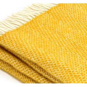 Tweedmill Textiles - 100% Pure Wool Blanket Beehive Throw Design in Mustard Yellow Made in uk - Multi