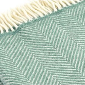 Tweedmill Textiles - 100% Pure Wool Blanket Fishbone Design in Sea Green quality - Green