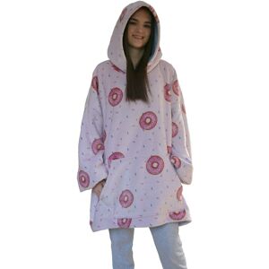 Urban Unique Oversized Doughnuts Pink Sherpa Hoodie Blanket Throw Kangaroo Pocket One Size Fit for Adults and Teens - Pink